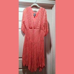 Rabbit Rabbit Rabbit Design Plus Size 16 Lace Dress in Coral